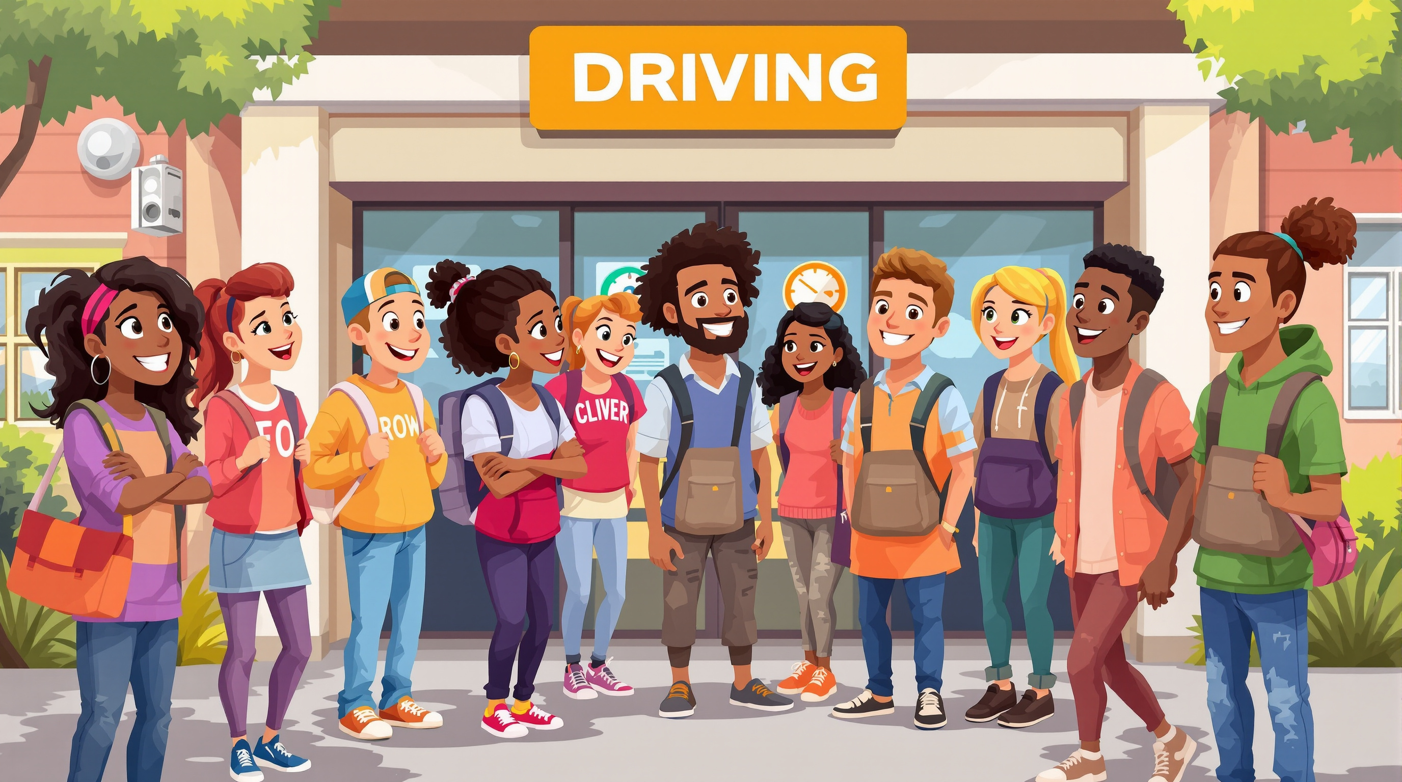 Groupe d'élèves souriants à l'Auto école Bel Air Toulouse